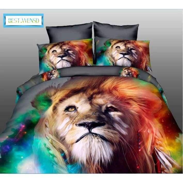 Planet Gates as picture 1 / king 4pcs High quality luxury 3d Tiger wolf bedding set western style Home textiles bed linen quilt cover pillowcase bedspread