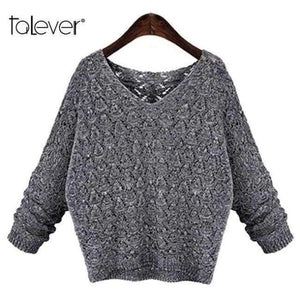 Planet Gates as picture 1 / One Size Women's Warm Autumn Knitted Pullovers Sweater Fashion V-Neck Knitted Loose Tops Elegant Office Lady Solid Top Talever