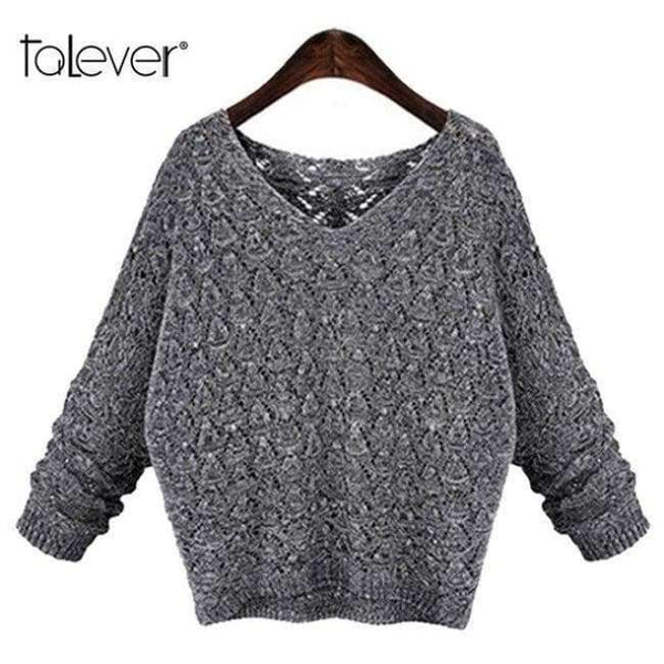Planet Gates as picture 1 / One Size Women's Warm Autumn Knitted Pullovers Sweater Fashion V-Neck Knitted Loose Tops Elegant Office Lady Solid Top Talever