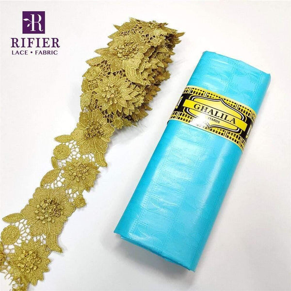 Planet Gates as picture-100006056 5 Yards Embroidered Lace Ribbon Tape With 5 Yards Bazin Riche Getzner For African Women Daily Dresses Sewing Decoration Laces