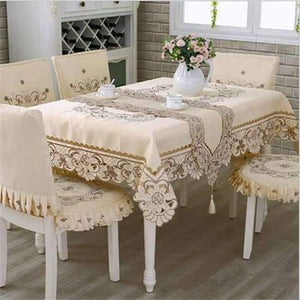 Planet Gates as picture / 105x105cm Satin Fabric Tablecloth Rectangle Elegant Hollow Embroidered Floral Thick Table cloth  Wedding Party Decor Table Covers