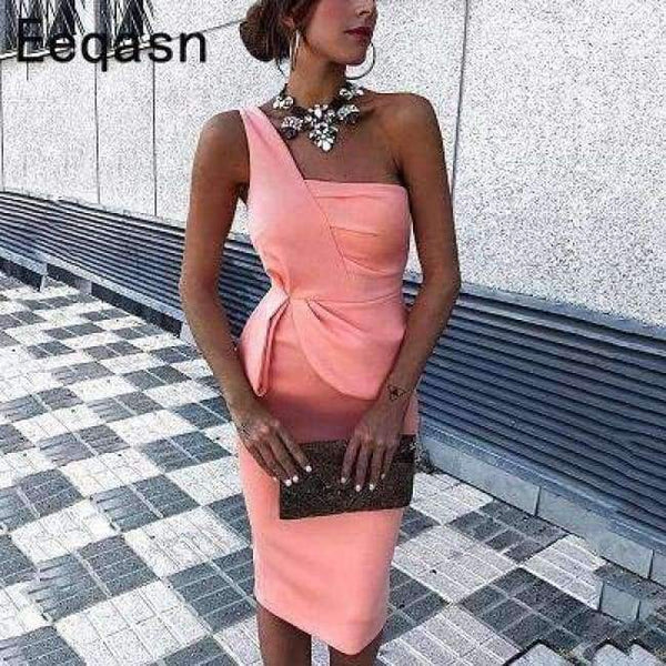 Planet Gates as picture / 18 Cocktail Dresses 2018 Sexy Elegant One Shoulder Sheath Women Knee Length Formal Party Gown Plus Size