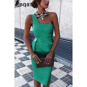 Planet Gates as picture / 18 Cocktail Dresses 2018 Sexy Elegant One Shoulder Sheath Women Knee Length Formal Party Gown Plus Size