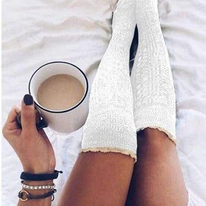 Planet Gates as picture 2 / Free size Winter Womens Stocking Knitted Crochet Lace Trim Cotton Over The Knee Socks Girls Boot Cuff Knee-Socking Thigh Hosiery Sock