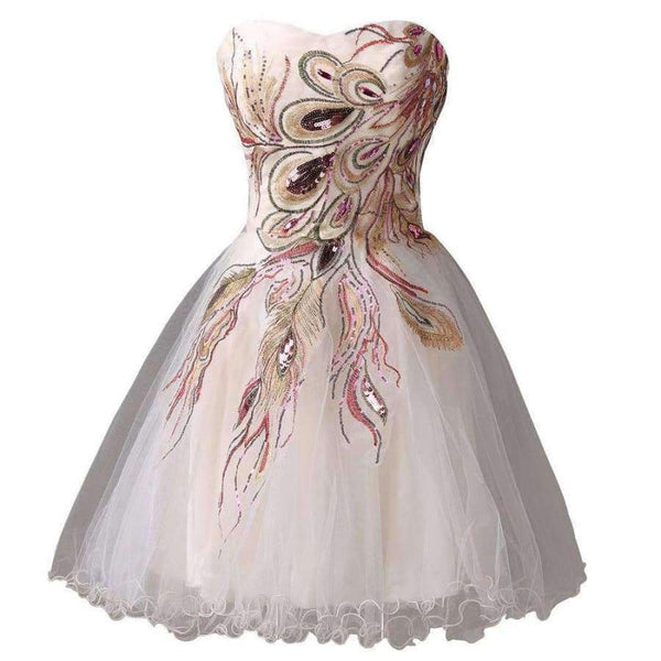 Planet Gates as picture / 2 Gowms Embroidery Peacock Cocktail Dress Black White Party Gown Short Cocktail Dresses Prom Dress 2017 C4975