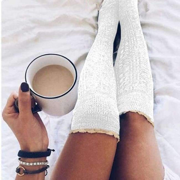Planet Gates as picture 3 / free size Winter Stockings College Crochet Knitted Lace Trim Knee-sockings Over the Knee Cotton Hosiery Long Stockings For Girl Lady