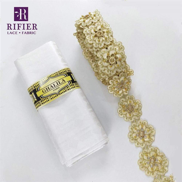 Planet Gates as picture-350686 5 Yards Embroidered Lace Ribbon Tape With 5 Yards Bazin Riche Getzner For African Women Daily Dresses Sewing Decoration Laces