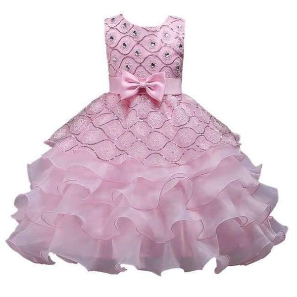 Planet Gates as picture / 3T Girls dresses for Wedding Party Baby Girls Sleeveless Big Bow Princess Dress Children Party Vestidos New Year clothes
