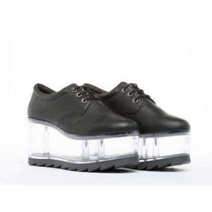 Planet Gates as picture / 5.5 2018 Hot Clear PVC Platform Women Smooth Leather Casual Shoes Lace Up Fashion Ladies Vulcanize Shoes Wedge Heel Shoes Size 39