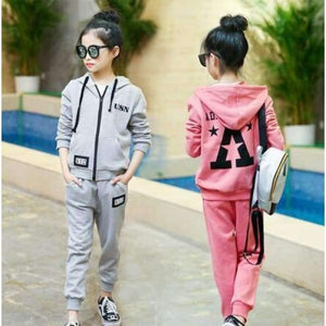 Planet Gates as picture / 5T Children Sport Suits Teenage Girls Clothing Sets  Spring Autumn Kids Tracksuits Hooded Coat +Pants 2pcs Clothes
