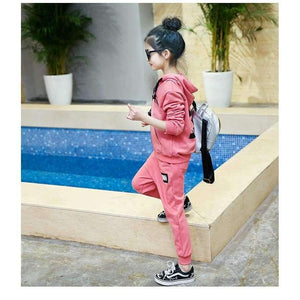 Planet Gates as picture / 5T Children Sport Suits Teenage Girls Clothing Sets  Spring Autumn Kids Tracksuits Hooded Coat +Pants 2pcs Clothes