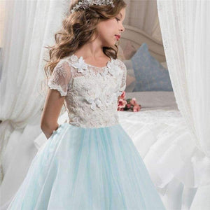 Planet Gates as picture / 6 Lace Long Prom Wedding Bridesmaid Girls Dress Tulle Elegant Children Ceremony Princess Party Gowns Thanksgiving Event Dress