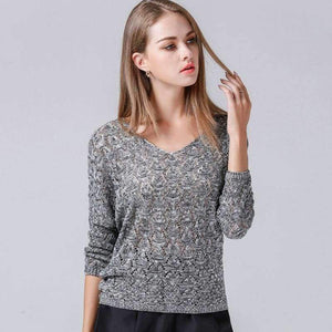 Planet Gates as picture / One Size Women's Warm Autumn Knitted Pullovers Sweater Fashion V-Neck Knitted Loose Tops Elegant Office Lady Solid Top Talever