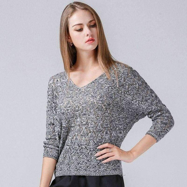 Planet Gates as picture / One Size Women's Warm Autumn Knitted Pullovers Sweater Fashion V-Neck Knitted Loose Tops Elegant Office Lady Solid Top Talever