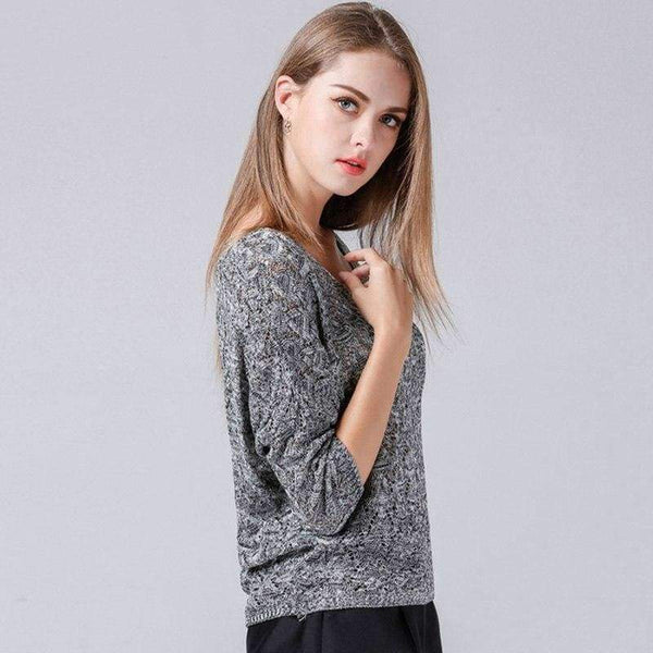 Planet Gates as picture / One Size Women's Warm Autumn Knitted Pullovers Sweater Fashion V-Neck Knitted Loose Tops Elegant Office Lady Solid Top Talever