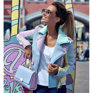 Ladies Spell Color Basic Street Jacket Color Block Coats long sleeve sashes Outwear coat epaulet zippers