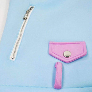 Planet Gates As Picture / S Ladies Spell Color Basic Street Jacket Color Block Coats long sleeve sashes Outwear coat epaulet zippers