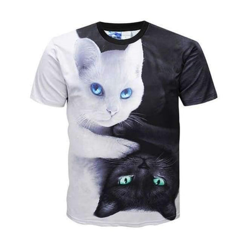 Planet Gates as picture show / 12 Summer Boys Girls 3D T shirt Lovely White Black Cat Yin Yang Harajuku Design Children T-shirt Kids Cool Tshirt Tops