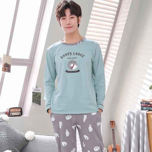 Planet Gates As Picture Shown 10 / L Men's Cotton Pajamas Letter Striped Sleepwear Cartoon Pajama Sets Casual Sleep & Lounge Pyjamas Plus Size 3XL