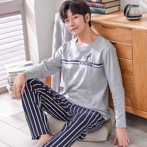 Planet Gates As Picture Shown / L Men's Cotton Pajamas Letter Striped Sleepwear Cartoon Pajama Sets Casual Sleep & Lounge Pyjamas Plus Size 3XL