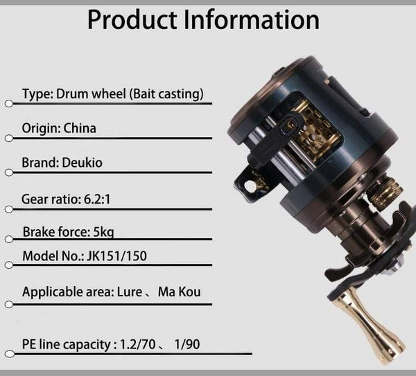Planet Gates As picture shows / 12 / Left Hand Fishing Reel JKS Bait Casting 12BB 6.2:1 Gear Ratio Lure Baitcast Reels Drum Wheels Fishing Accessories Pesca