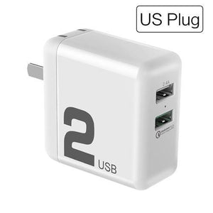 Planet Gates As Picture / White US Plug QC3.0 Fast Dual USB Charger , ROCK 30W Quick Charge 3.0 Mobile Phone Charger For Samsung/Xiaomi/ Huawei FCP Fast Charging QC2.0