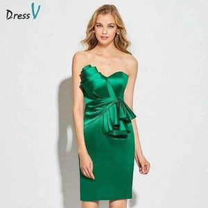 Planet Gates as same as picture / 6 Green strapless cocktail dress sheath above knee length sleeveless zipper up elegant cocktail dress formal party dress