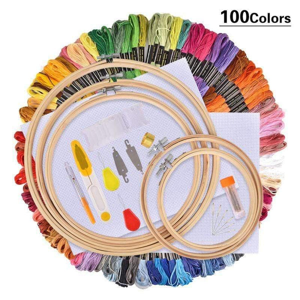 Planet Gates as show-193 50/100 Colors Skeins Embroidery Pen Needle Set Thread Punch Stitching Knitting Kit Women Mom DIY Sewing Accessories With Tweezer