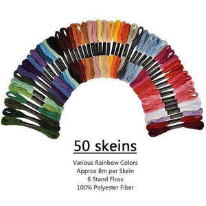 Planet Gates as show-200006151 50/100 Colors Skeins Embroidery Pen Needle Set Thread Punch Stitching Knitting Kit Women Mom DIY Sewing Accessories With Tweezer