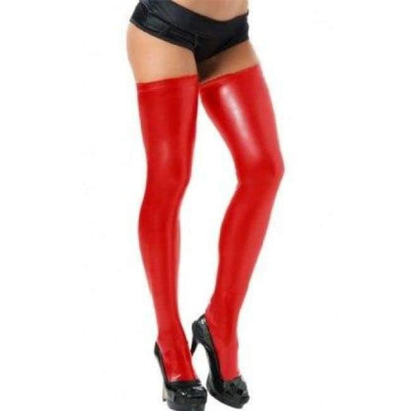 Planet Gates as show / One Size Western Ladies Sexy Lmitation Bright Leather Taste PU Solid Color Tube High Slim Hosiery Stockings 2018