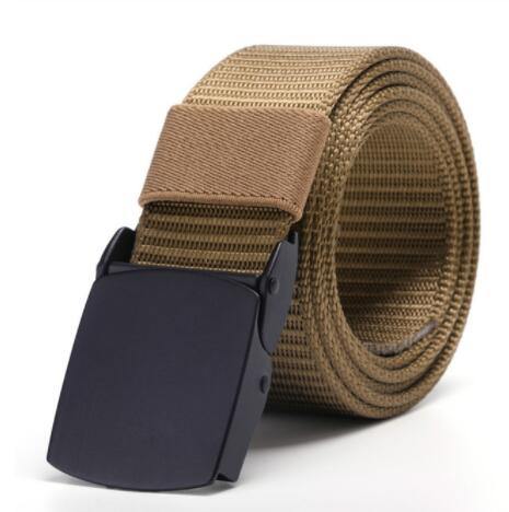 Fashion Male Black Nylon Belt Outdoor Metal Automatic Buckle Canvas Belts Casual Pants Cool Wild Luxury Waist Belts