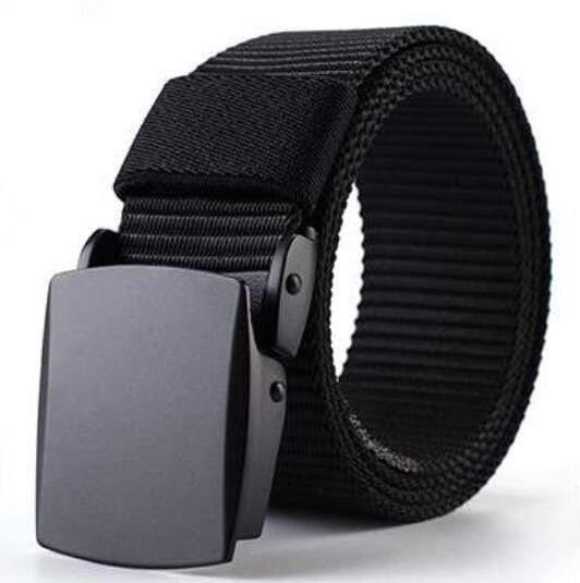 Fashion Male Black Nylon Belt Outdoor Metal Automatic Buckle Canvas Belts Casual Pants Cool Wild Luxury Waist Belts