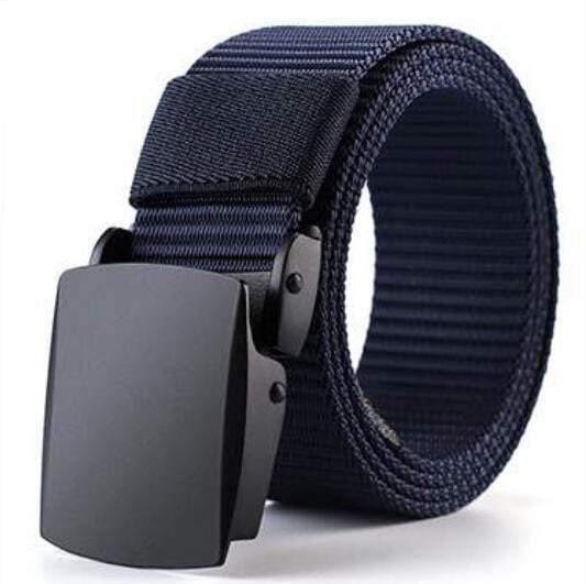 Fashion Male Black Nylon Belt Outdoor Metal Automatic Buckle Canvas Belts Casual Pants Cool Wild Luxury Waist Belts