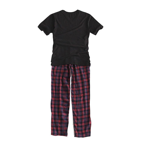 Planet Gates as shown / M Long Sleeve Home Wear Thin Cotton Plaid Pyjamas Men Lounge Pajama Sets Plus Size Sleep Wear