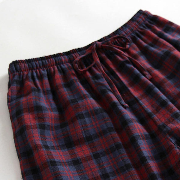 Planet Gates as shown / M Long Sleeve Home Wear Thin Cotton Plaid Pyjamas Men Lounge Pajama Sets Plus Size Sleep Wear