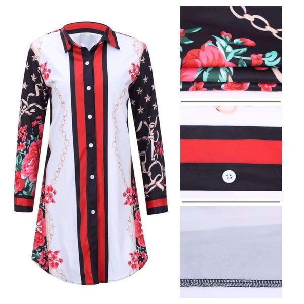 Planet Gates as shown / S Ladies Plus Size Dress Red Woman Clothes Shirt Dresses Women Dress Womens Vestido Loose Shirt Long Sleeve 3XL Designer Vestidos