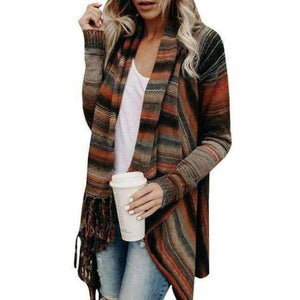 Planet Gates as the photo / XXL Fashion Autumn Winter Women Tassel Knitted Sweater Poncho Sexy Striped Irregular Hem Casual Loose Pullover Jumper Femme