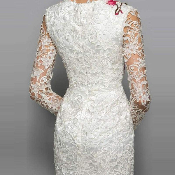 Planet Gates As the picture / 2 V-neck long sleeves cocktail dress sheath appliques lace knee length flowers elegant cocktail dress formal party dress