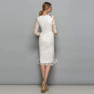 Planet Gates As the picture / 2 V-neck long sleeves cocktail dress sheath appliques lace knee length flowers elegant cocktail dress formal party dress