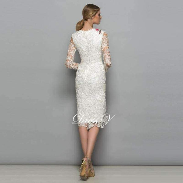 Planet Gates As the picture / 2 V-neck long sleeves cocktail dress sheath appliques lace knee length flowers elegant cocktail dress formal party dress
