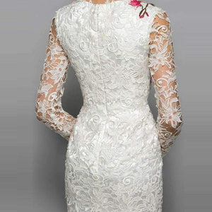 Planet Gates As the picture / 2 V-neck long sleeves cocktail dress sheath appliques lace knee length flowers elegant cocktail dress formal party dress