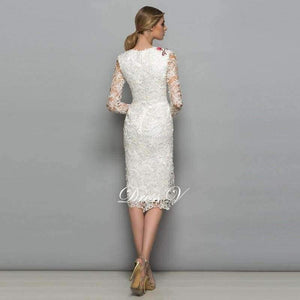 Planet Gates As the picture / 2 V-neck long sleeves cocktail dress sheath appliques lace knee length flowers elegant cocktail dress formal party dress