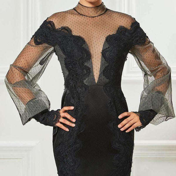 Planet Gates as the picture / 6 High neck short cocktail dresses black long sleeves knee length sheath dress women party formal customed cocktail dress