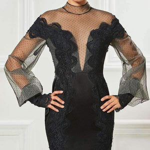 Planet Gates as the picture / 6 High neck short cocktail dresses black long sleeves knee length sheath dress women party formal customed cocktail dress