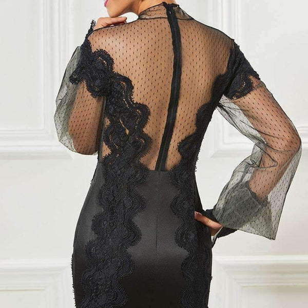 Planet Gates as the picture / 6 High neck short cocktail dresses black long sleeves knee length sheath dress women party formal customed cocktail dress