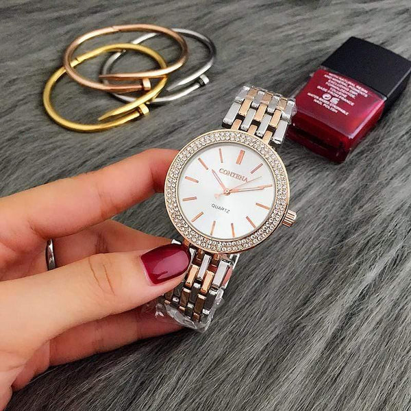 Luxury Brand Women Dress Watches Steel Quartz Watch Diamonds Gold Watches For Woman Wristwatches - Planet Gates