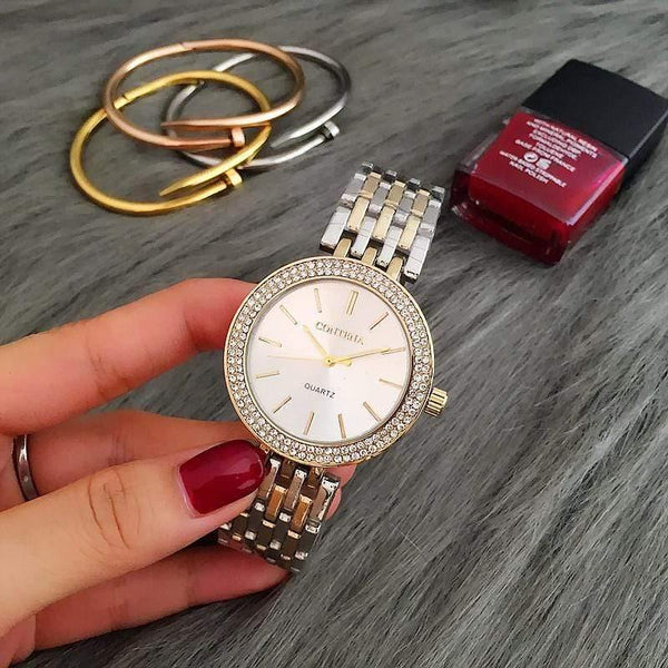 Luxury Brand Women Dress Watches Steel Quartz Watch Diamonds Gold Watches For Woman Wristwatches - Planet Gates