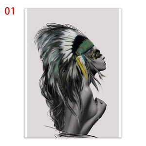 Planet Gates ASD1538-01 / 15x20cm  No Frame Wall Pictures For Home Wedding Decoration Indians Woman And Man Nordic Style Canvas Art HD Print Painting Minimalist Poster