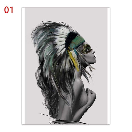 Planet Gates ASD1538-01 / 15x20cm  No Frame Wall Pictures For Home Wedding Decoration Indians Woman And Man Nordic Style Canvas Art HD Print Painting Minimalist Poster