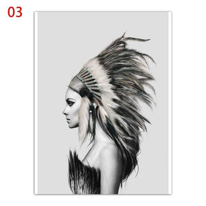 Planet Gates ASD1538-03 / 15x20cm  No Frame Wall Pictures For Home Wedding Decoration Indians Woman And Man Nordic Style Canvas Art HD Print Painting Minimalist Poster